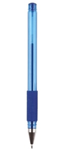 Ручка гелевая синяя deVENTE, 0,5 мм, полупрозрачный корпус, резин. держат. /36/1