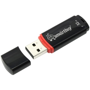 Флеш-диск 32 ГБ, Smart Buy "Crown", USB 2.0 Flash Drive, черный /180/1
