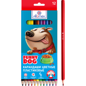 Карандаши 12 цветов "Attomex. Funny Dog", 2М, шестигран., пластик. корпус, картон. упак. /12/1