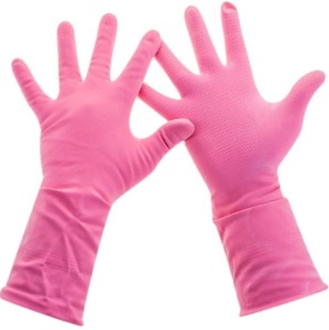 Перчатки резиновые PACLAN "PRACTI" COMFORT, розовые, размер S /100/1