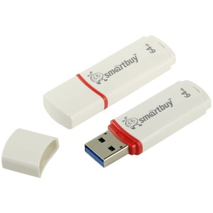 Флэш-диск 64 ГБ, SMART BUY Crown, USB 2.0, белый /1/1
