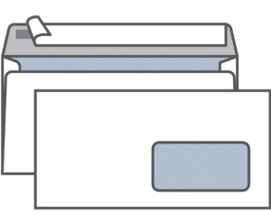 Конверт Е65 110*220 мм, белый, с правым окном, отрывная лента /1000/1
