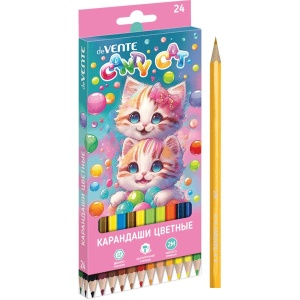 Карандаши 24 цвета "deVENTE. Candy Cat", 2М, шестигран., картон. упак. /12/1