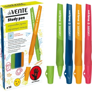 Ручка шариковая синяя для правшей deVente.Study Pen, 0,7 мм, грип, ассорти корпус /10/1