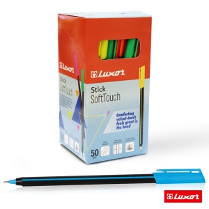 Ручка шариковая синяя Luxor "Stick Soft Touch", 0,7 мм, корпус ассорти /50/1