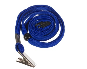 Бейдж вертикальный 63*105 мм (размер вставки 55*85 мм), клипса, синий шнурок, OfficeSpace /10/1