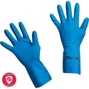 Перчатки резиновые VILEDA с х/б напылением, прочные, синие, размер L/50/1