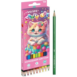 Карандаши 18 цветов "deVENTE. Candy Cat", 2М, шестигран., картон. упак. /8/1